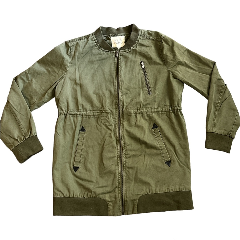 Above the knee ZipUp Olive Green jacket